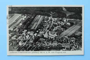 Ansichtskarte Luftbild AK Friedrichsbrunn Ostharz 1943 Straßen Häuser Kirch Felder Architektur Ortsansicht Sachsen Anhalt